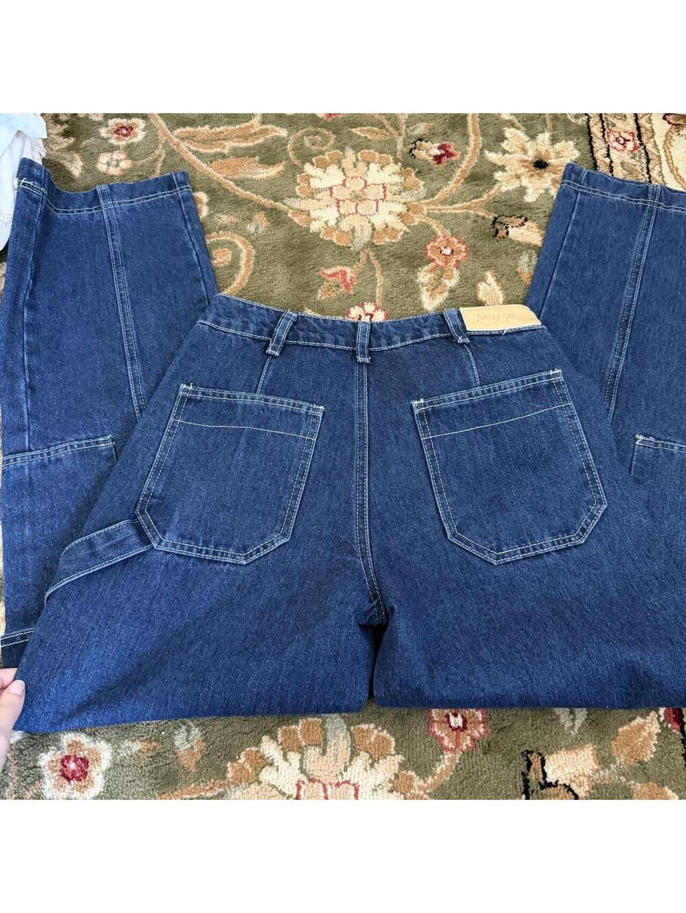 Nasty gal dark blue denim carpenter jeans size 4 - Picture 3 of 3
